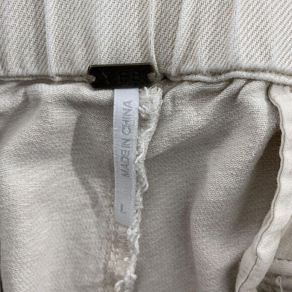 YFB Young Fabulous & Broke Cargo Pants Womens Large Beige Elastic Waist Utility - Picture 11 of 16